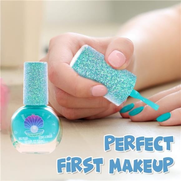 Girl Mermaid Vibes Makeup Set, 7 Pieces, Including Lip Gloss, Nail Polish - Picture 9 of 14